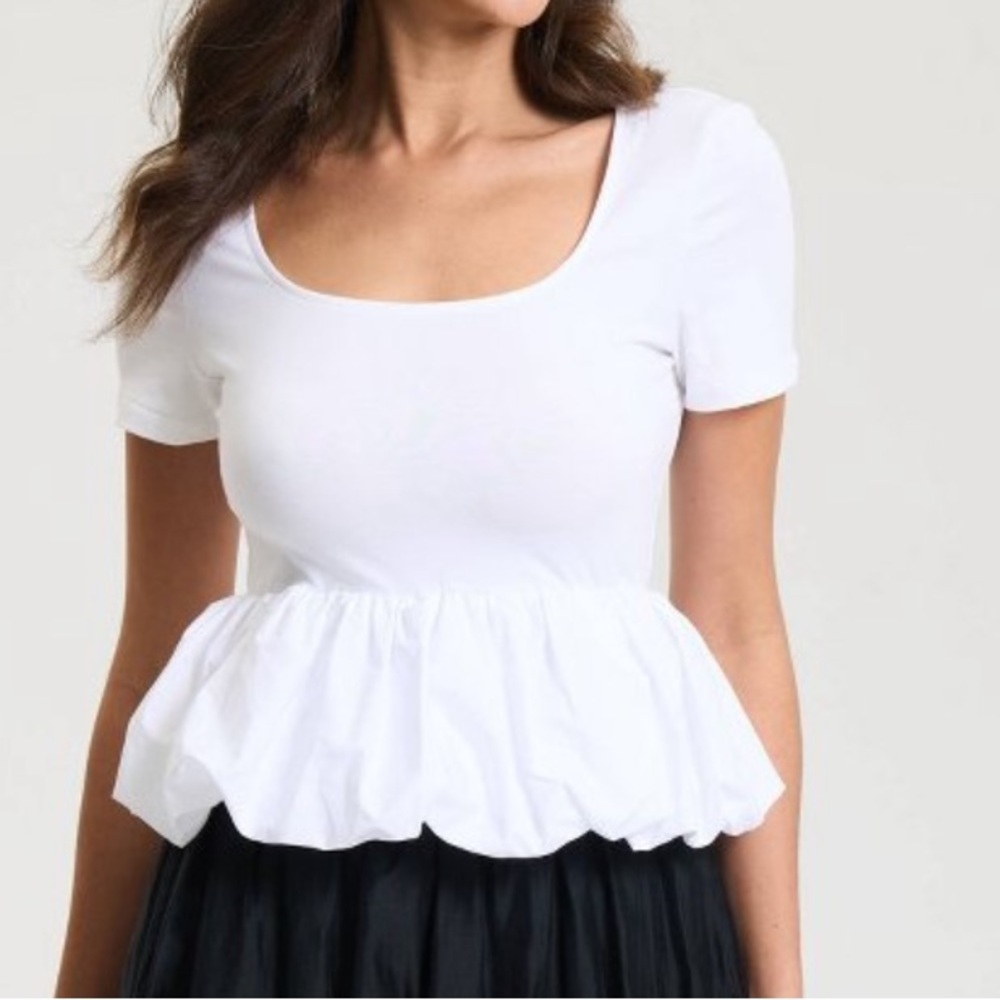 A New Day White Bubble Hem Blouse